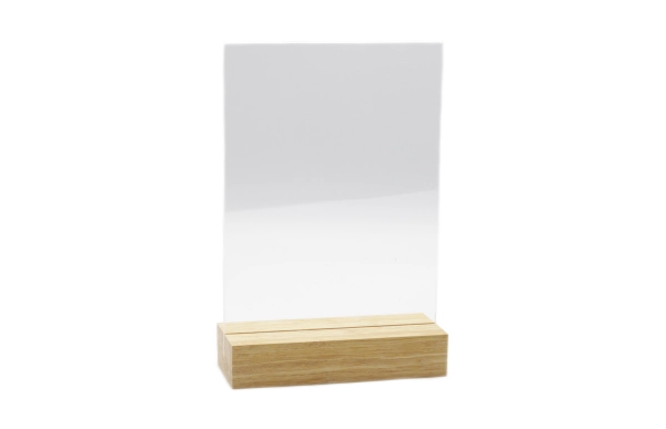 Kaarthouder a5 plexi met bamboe voet - blank