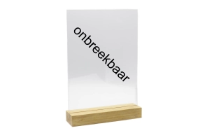 a4 onbreekbare kaarthouder met bamboe voet - blank